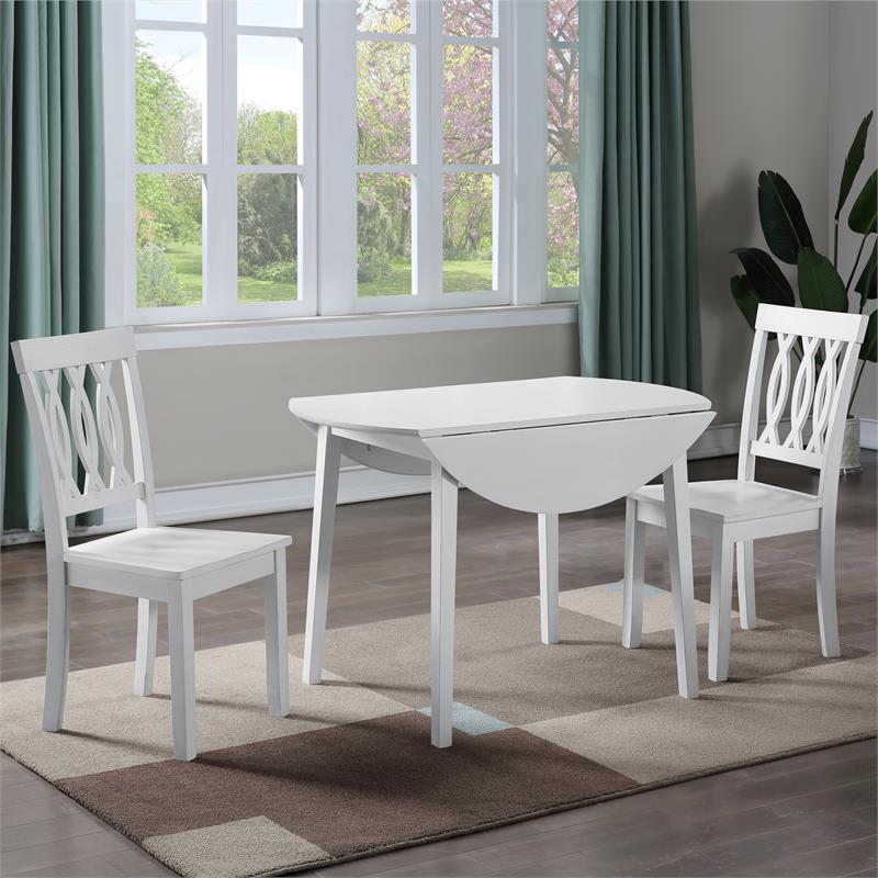 Pemberly Row Modern / Contemporary White Wood Drop-leaf Dining Table