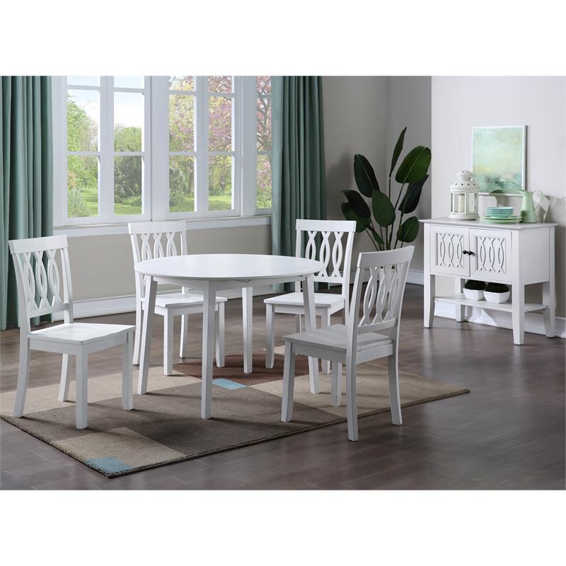 Pemberly Row Modern / Contemporary White Wood Drop-leaf Dining Table