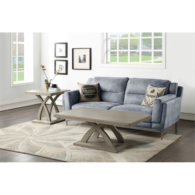 Pemberly Row Modern Transitional Wood End Table in Gray Finish