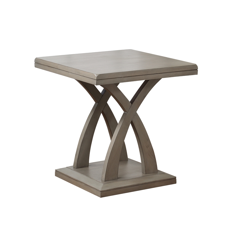 Pemberly Row Modern Transitional Wood End Table in Gray Finish