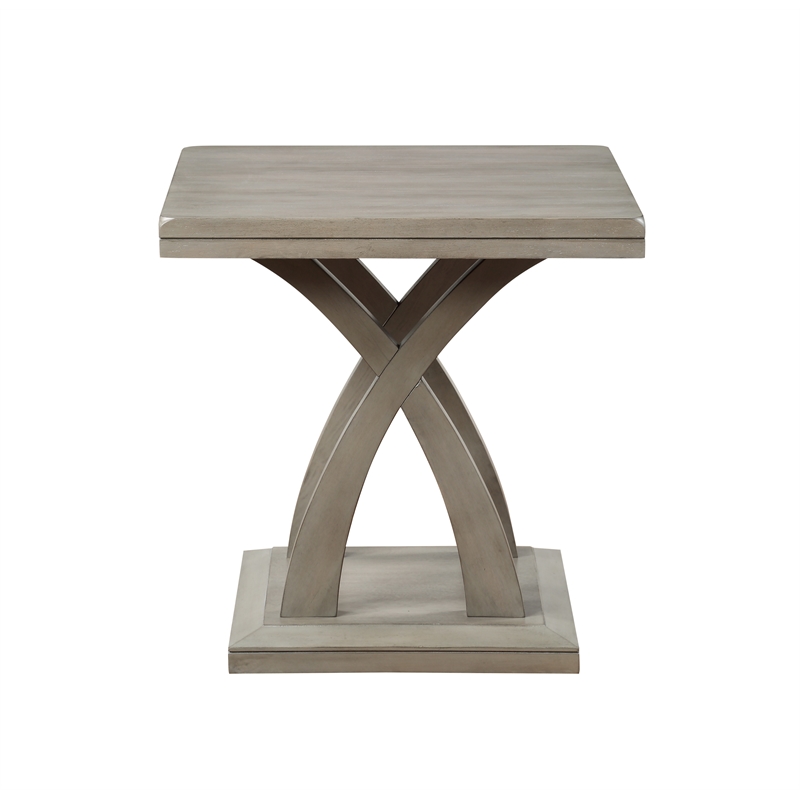 Pemberly Row Modern Transitional Wood End Table in Gray Finish