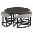 Pemberly Row Transitional Black Metal Base Coffee Table with Stools