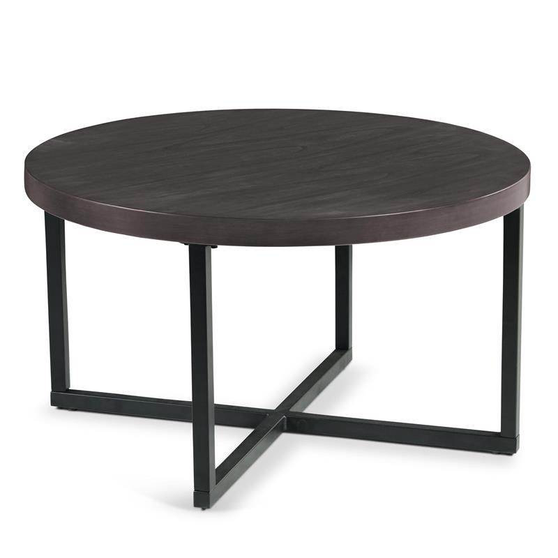 Pemberly Row Transitional Black Metal Base Coffee Table with Stools