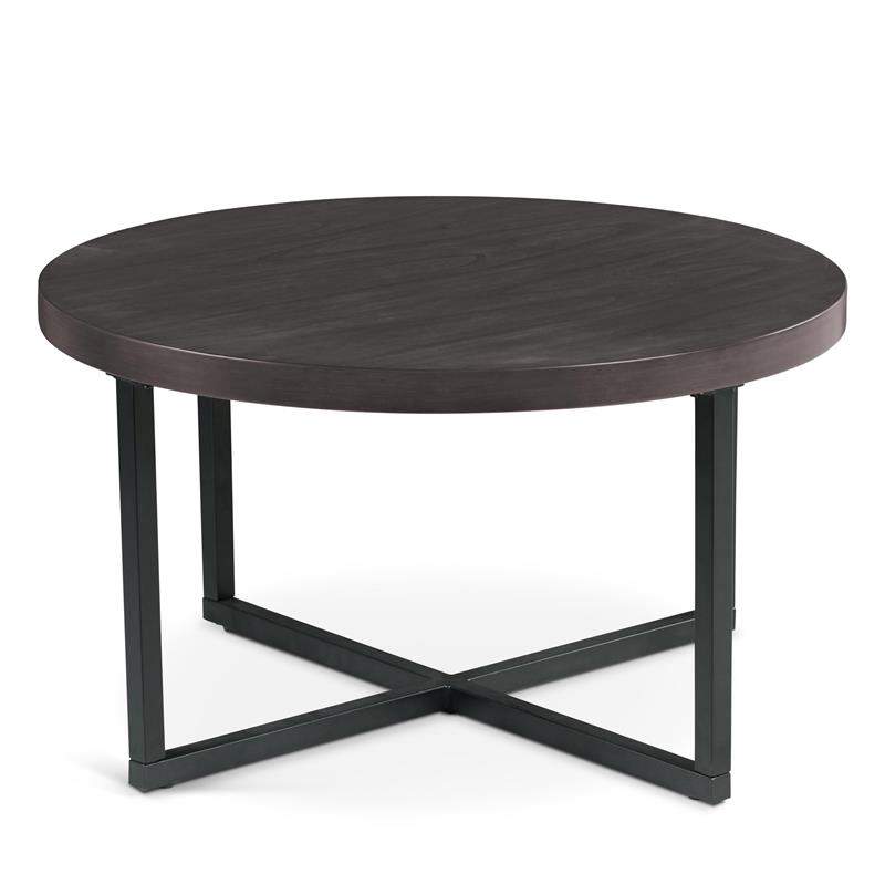Pemberly Row Transitional Black Metal Base Coffee Table with Stools