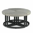 Pemberly Row Transitional Black Metal Base Coffee Table with Stools