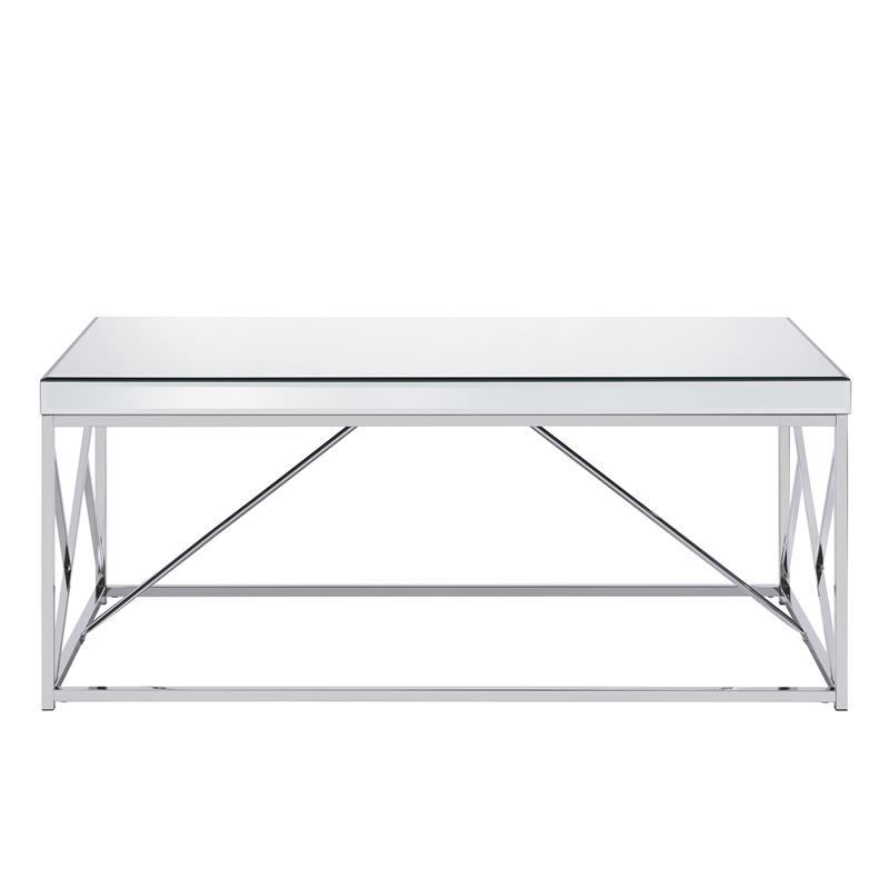 Pemberly Row Modern / Contemporary Mirror Top Chrome Cocktail Table