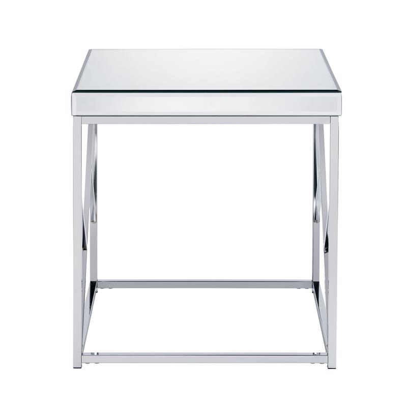 Pemberly Row Modern / Contemporary Mirror Top Chrome End Table