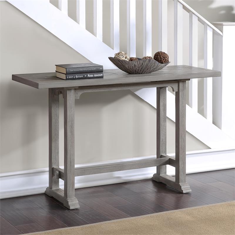 Pemberly Row Wooden Modern Transitional Dove Gray Sofa Table