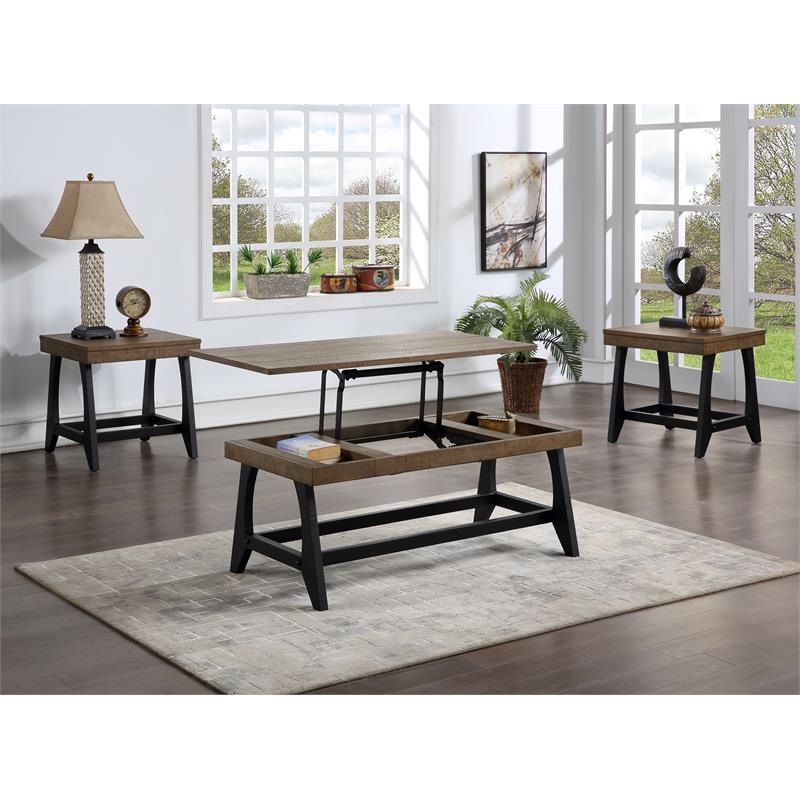 Pemberly Row Contemporary Caramel and Ebony 3-Piece Occasional Set