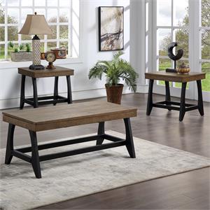 Pemberly Row Contemporary Caramel and Ebony 3-Piece Occasional Set