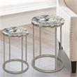 Pemberly Row Contemporary Nickel Agate Top Nesting Table - Set of 2