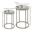 Pemberly Row Contemporary Nickel Agate Top Nesting Table - Set of 2