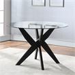 Pemberly Row Contemporary Round Black and Clear Glass Dining Table