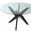 Pemberly Row Contemporary Round Black and Clear Glass Dining Table