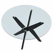 Pemberly Row Contemporary Round Black and Clear Glass Dining Table