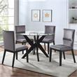 Pemberly Row Contemporary Round Black and Clear Glass Dining Table