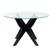 Pemberly Row Contemporary Round Black and Clear Glass Dining Table