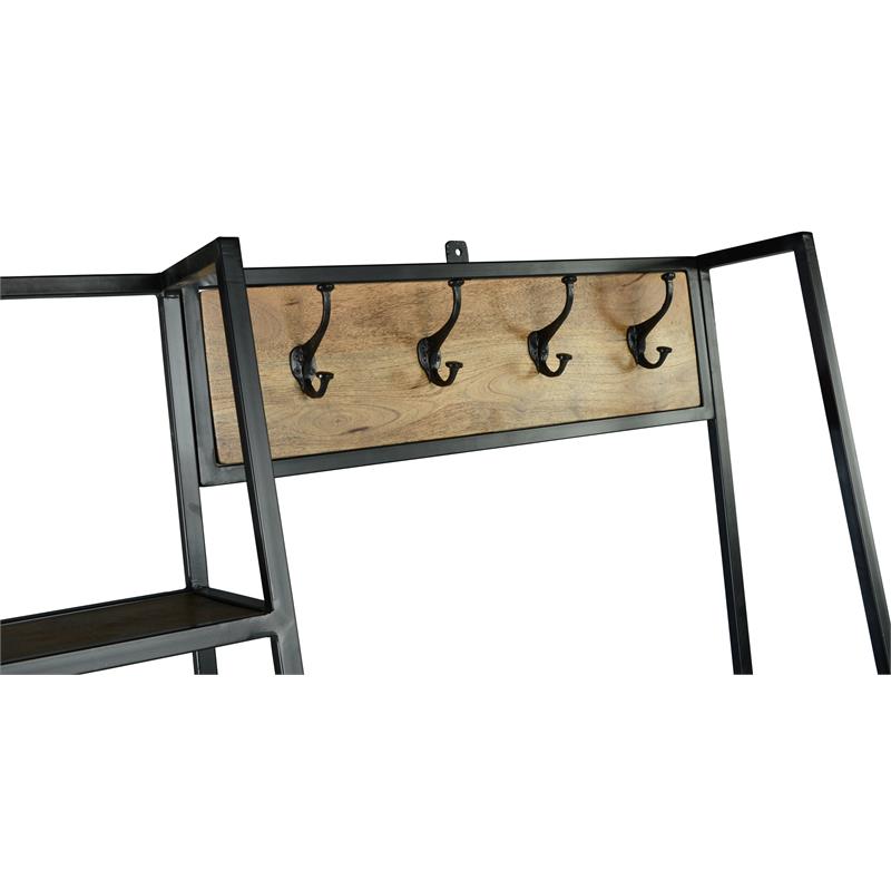 Pemberly Row Modern Transitional Black Metal Finish Hall Tree