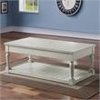 Pemberly Row Transitional White Alabaster Lift Top Coffee Table
