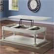Pemberly Row Transitional White Alabaster Lift Top Coffee Table