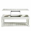 Pemberly Row Transitional White Alabaster Lift Top Coffee Table
