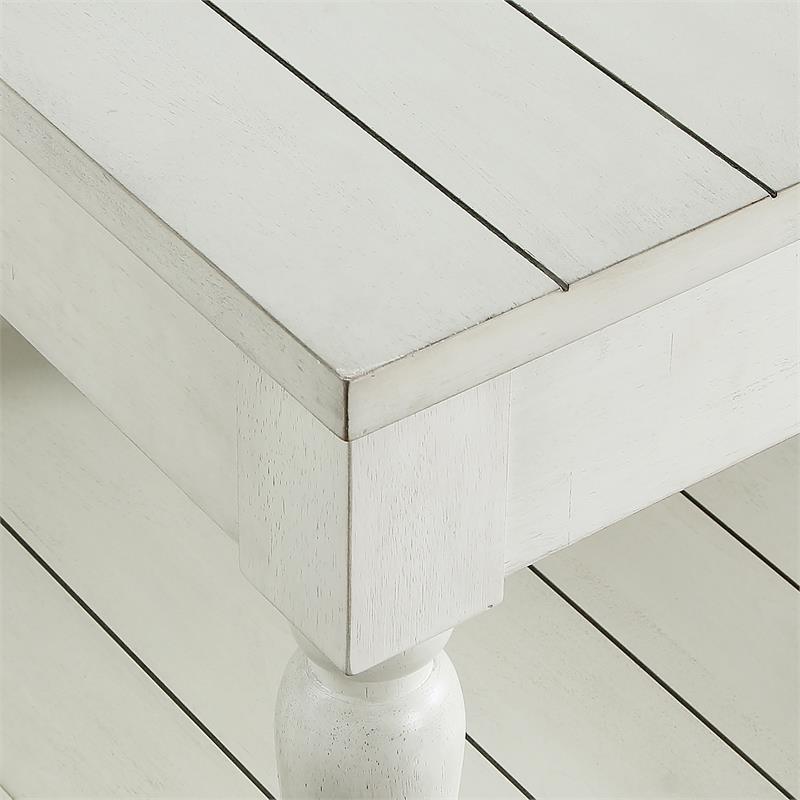 Pemberly Row Wood Farmhouse / Country White Alabaster End Table