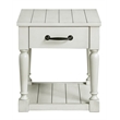 Pemberly Row Wood Farmhouse / Country White Alabaster End Table
