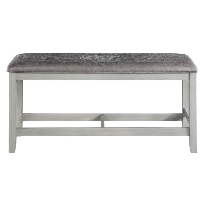 Pemberly Row Modern Transitional Stone Gray Wood Counter Bench