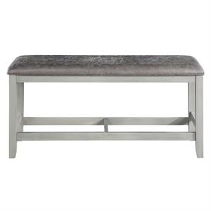 Pemberly Row Modern Transitional Stone Gray Wood Counter Bench