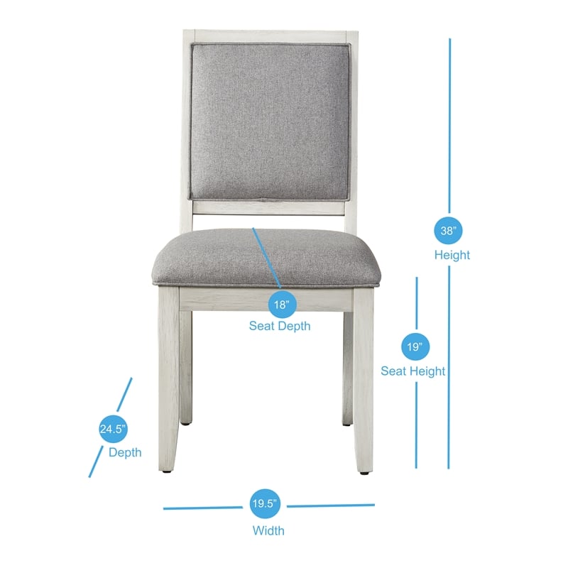 Pemberly Row Contemporary Weathered White Wood 7-Piece Dining Set