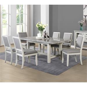 Pemberly Row Contemporary Weathered White Wood 7-Piece Dining Set