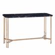 Pemberly Row Modern Transitional Black Faux Marble Sofa Table