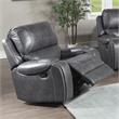 Pemberly Row Gray Faux Leather Manual Swivel Glider Recliner Chair