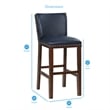 Pemberly Row Navy Faux Leather and Espresso Finish Bar Stool