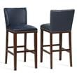 Pemberly Row Navy Faux Leather and Espresso Finish Bar Stool
