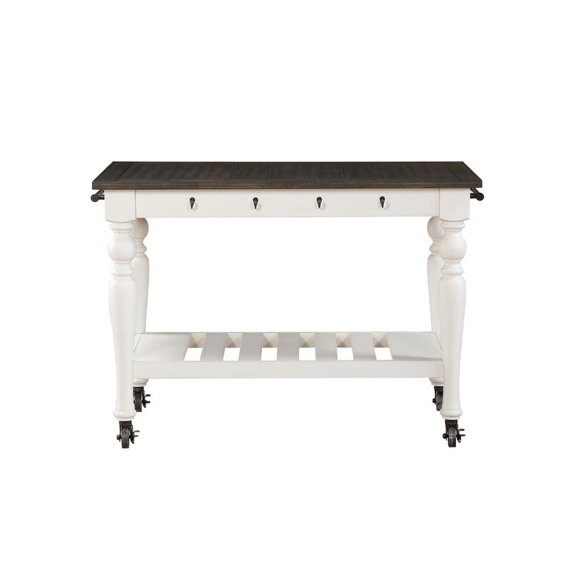 Pemberly Row Farmhouse Two-tone Ivory and Dark Oak Kitchen Cart