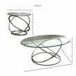 Pemberly Row Tempered Glass & Chrome Occasional 3-Piece of Coffee Tables Sets