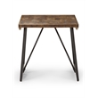 Pemberly Row Brown Wood Parquet Top with Dark Gray Iron Base End Table