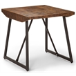 Pemberly Row Brown Wood Parquet Top with Dark Gray Iron Base End Table