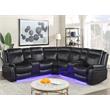 Pemberly Row Levin Black Faux Leather 3-piece Power Reclining Sectional