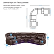 Pemberly Row Levin Black Faux Leather 3-piece Power Reclining Sectional