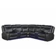 Pemberly Row Levin Black Faux Leather 3-piece Power Reclining Sectional