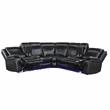 Pemberly Row Levin Black Faux Leather 3-piece Power Reclining Sectional