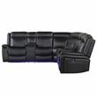Pemberly Row Levin Black Faux Leather 3-piece Power Reclining Sectional