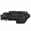 Pemberly Row Levin Black Faux Leather 3-piece Power Reclining Sectional