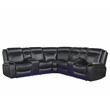 Pemberly Row Levin Black Faux Leather 3-piece Power Reclining Sectional