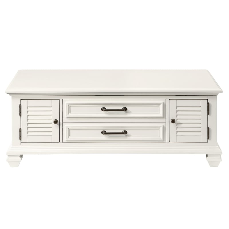 Pemberly Row Modern Farmhouse Soft White Lift-top Wood Coffee Table