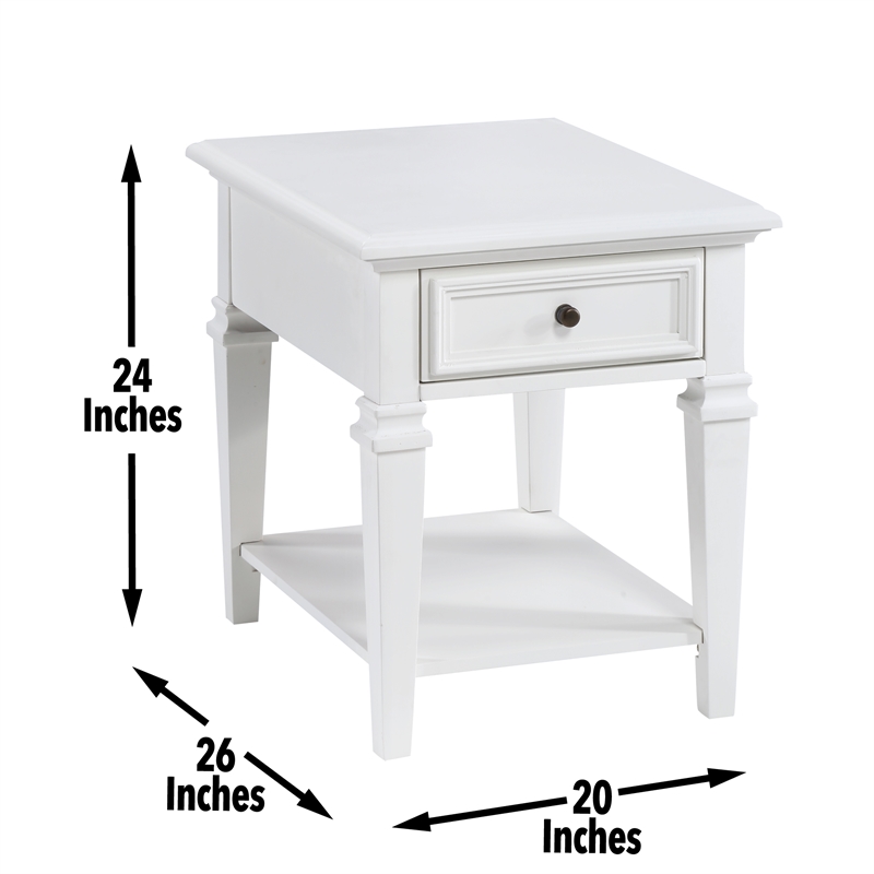 Pemberly Row Farmhouse / Country Modern Soft White Wood End Table