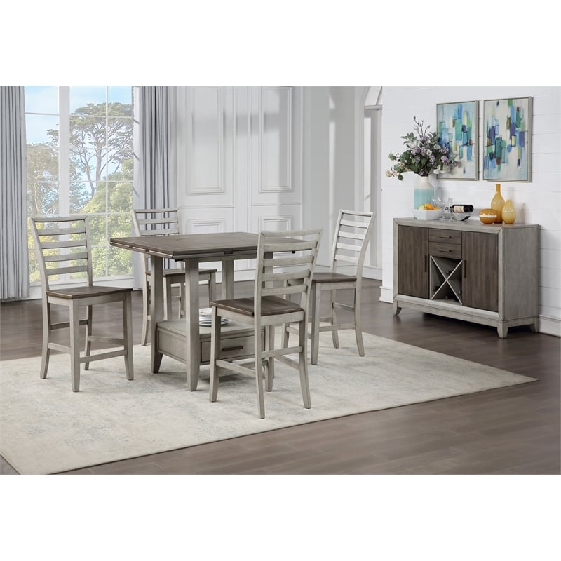 Pemberly Row Two-tone Smokey Alabaster and Brown 54-inch Server