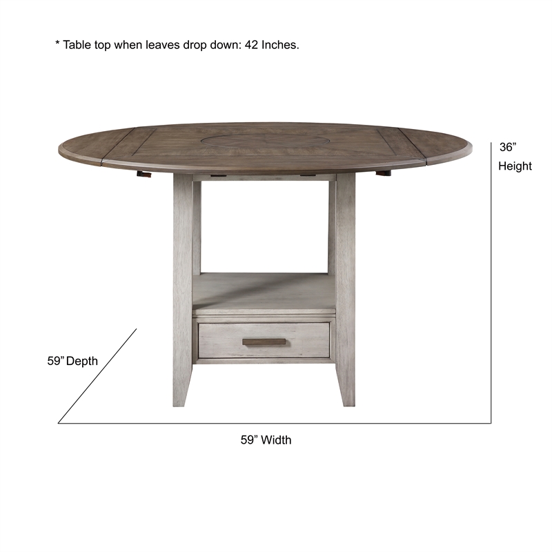 Pemberly Row Two-tone Smokey Alabaster and Brown Drop-leaf Counter Table